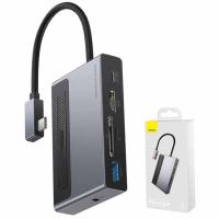 Baseus USB-C Hub USB-A - USB-C - HDMI - SD - MicroSD - Jack 3.5mm, Grey CAHUB-DA0G