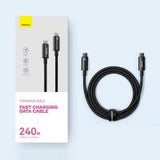 USB-C to USB-C Cable Baseus Tungsten Gold 240W 3M Black CAWJ040201