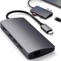 Satechi USB C Hub Multiport Adapter V2 with 4K HDMI 60W USB C PD Charging 3 USB-A Ethernet Micro/SD Card Reader In Blist