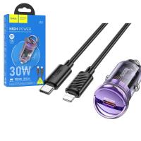Car Charger Hoco Z53 30W 3A 1 x USB-C with Lightning Cable Purple In Blister