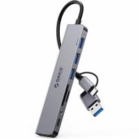 USB / USB-C Hub Orico YSA8-U3 1 x USB-A 3.0 - 3 x USB-A - 1 x USB-C - 1 x SD - 1 x microSD - 1 x Jack 3.5mm Black in Bli