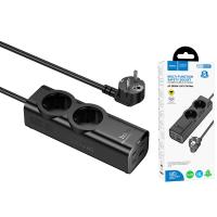 Power Strip Hoco NS10 67W 3A 1 x USB-A - 3 x USB-C - 2 x Schuko Black In Blister