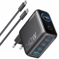Wall Charger Anker Zolo 140W 5A 1 x USB-A - 3 x USB-C with USB-C Cable Black in Blister