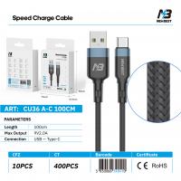 NEWBEST CU36 18W NYLON CAVO USB/TYPE-C 100CM (BLACK)