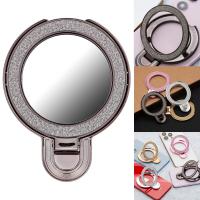 Phone Stand CIRCLE Mirror - Stick-On - Black In Blister