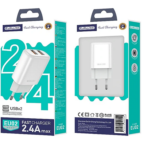 JELLICO Travel charger - EU02 2.4A 2 x USB + USB C set white IN BOX