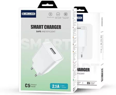 JELLICO Travel charger - C5 2.1A USB + cable micro usb set white IN BOX