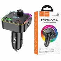 Hoco Bluetooth FM Transmitter and Car Charger E81 1 x USB-A - 1 x USB-C Black in Blister