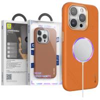 Blueo Premium Leather Magnetic Mobile Phone Case iPhone 15 Pro Orange In Blister