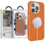 Blueo Premium Leather Magnetic Mobile Phone Case iP15 Pro Max Orange In Blister