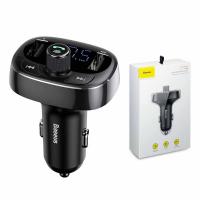 Bluetooth FM Transmitter and Car Charger Baseus S-09, 2 x USB-A - 1 x microSD, Black in Blister