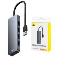 USB-A Hub Baseus UltraJoy Lite 4 x USB-A 3.0 0.15m Grey B0005280B811-00 in Blister