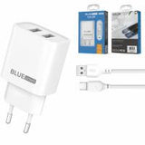 Wall Charger Blue Power BPCE02M 10.5W 2.1A 2 x USB-A with microUSB Cable White