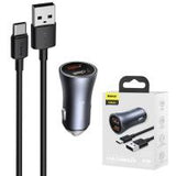 Car Charger Baseus Golden Contactor Pro Dual 40W 3A 2 x USB-A with USB-C Cable Grey TZCCJD-A0G in Blister