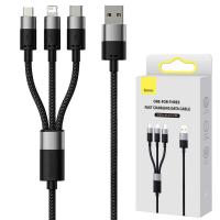 USB-A to Lightning / microUSB / USB-C Charging Cable Baseus StarSpeed 3in1 20W 3.5A 1.2m Black CAXS000001