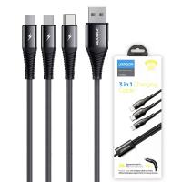 USB-A to Lightning / microUSB / USB-C Charging Cable Joyroom S-1230G4 3in1 20W 2.4A 1.2m Black in Blister