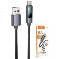 USB-A to USB-C Cable Hoco Display X112 100W 5A 1m Black in Blister