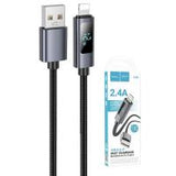 USB-A to Lightning Cable Hoco Display X112 18W 2.4A 1m Black in Blister
