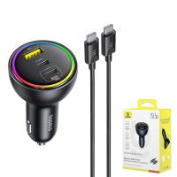 Car Charger Baseus 152.5W 5A 1 x USB-A - 2 x USB-C with USB-C Cable Black C00036101111-00 in Blister