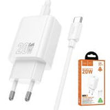 Wall Charger Hoco N60 20W 3A 1 x USB-C with USB-C Cable White in Blister