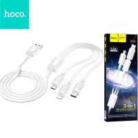 Cable 3in1 USB A to Lightning / Micro USB / USB C Hoco 2A 1M X74 White In Blister