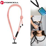 FORCELL F-DESIGN S10X165 Crossbody Phone Lanyard With Adjustable Length (Max 82,5CM In the Loop) Pink White In Blister