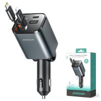 Car Charger Joyroom JR-CCL05 30W 3A 1 x USB-A - 1 x USB-C with USB-C / Lightning Cable Grey in Blister