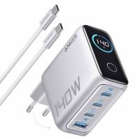 Wall Charger Anker Zolo 140W 5A 1 x USB-A - 3 x USB-C with USB-C Cable Silver B2697G41 in Blister