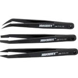 Anti-Static Heat Resistant Flat Pointed Curved Tweezers 3 Piece Set (JM-T11) (Jakemy)