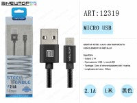 NEWTOP CU11 STEEL CAVO USB MICRO USB - V8 - I9500 nero