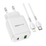 Blue Power Wall Charger BLN5 PD20W +QC 3.0 With Lightning Cable White In Blister