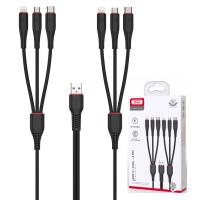 6in1 Cable 2x Lightning / 2x Type-C / 2x MicroUSB XO Design NB196 Black