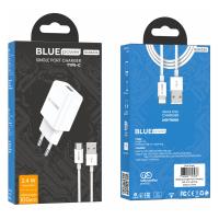 Wall Charger Blue Power BCBA52A 10W 2A 1 X USB-A With USB-C Cable White In Blister